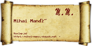 Mihai Manó névjegykártya